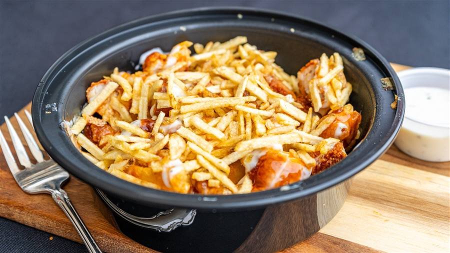 The Tender Trap bowl with fries and chicken tenders